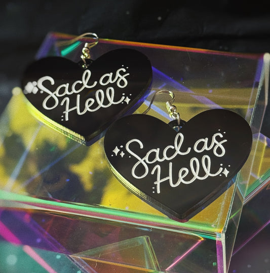 sad as hell heart earrings