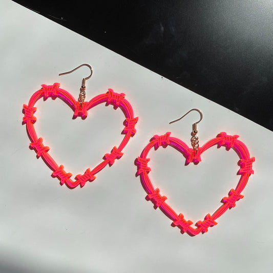 barbed wire heart hoop earrings